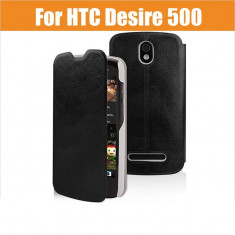 HUSA MOFI FLIP COVER STAND BIROU din piele + FOLIE protectie HTC DESIRE 500 foto