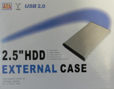RACK HDD EXTERN 2.5&amp;#039;&amp;#039; USB 2.0 SATA - carcasa ALUMINIU NEGRU pentru hard disk laptop - NOUA foto