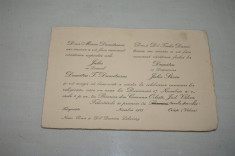 Invitatie nunta - 1929 - Dumitru T. Dumitrescu - Julia Steriu - Nuni - D-na si D-l Dumitru Lahovary foto