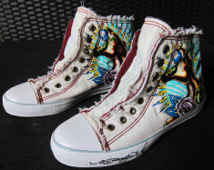 Tenisi unisex Ed Hardy, marimea 40, interior gros, panza, stare buna - MODEL FARA SIRET!!! foto