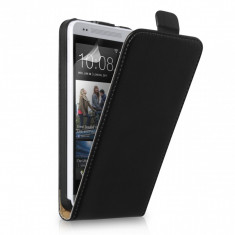 Toc piele negra htc one flip + folie protectie ecran + expediere gratuita foto