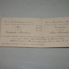 Invitatie nunta - 1926 - Constantin Musceleanu - Petra Alexandrescu