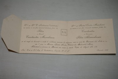 Invitatie nunta - 1926 - Constantin Musceleanu - Petra Alexandrescu foto