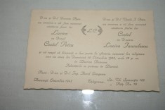 Invitatie nunta veche - 1943 - Lucica Ianculescu - Costel Petcu