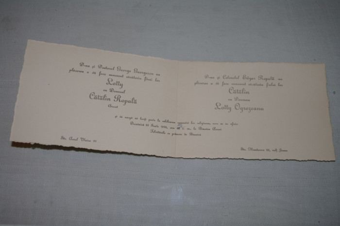 miscarea legionara - Invitatie nunta - 1940 - Catalin Ropala - Lotty Ogrezeanu