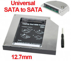 Hard disk HDD caddy adaptor de la unitate optica la hardisk SATA cu conectare SATA grosime 12.7 mm 2nd caddy CD-ROM DVD-RW adaptor SSD foto