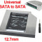 Hard disk HDD caddy adaptor de la unitate optica la hardisk SATA cu conectare SATA grosime 12.7 mm 2nd caddy CD-ROM DVD-RW adaptor SSD