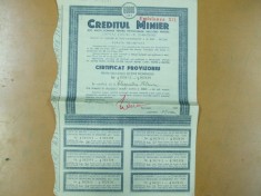 Actiune Creditul Minier 60000 lei Bucuresti 1945