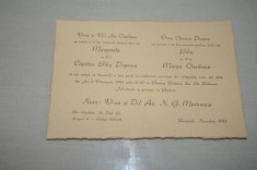 Invitatie nunta veche - 1943 - Marga Vasilescu - Capitan Biby Popescu