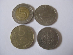 3 MONEDE COLECTIE:5 SCHILLING 1991,5 MARKKAA 1994 SI 1LITAS 2005 foto