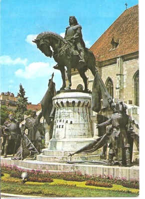 CPI (B3683) CLUJ-NAPOCA. STATUIA LUI MATEI CORVIN, EDITURA MERIDIANE, CIRCULATA, 1986, STAMPILE, TIMBRU foto