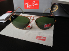 ochelari de soare RAY BAN 3025 aviator rama aurie-lentila verde foto