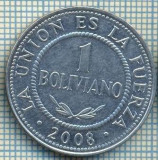 Moneda Bolivia 1 Boliviano 2008 - Numismatica, Stare Buna - Colectie Monede Bolivia