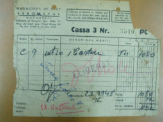 Bon eliberare carton magazinul de stat Ferometal Bucuresti 1948 foto