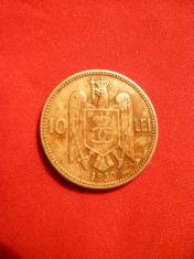 Moneda 10 Lei 1930 ,Carol II ,fara semn ,cal.F.Buna foto