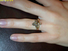 Inel antic de aur 14k cu diamante taietura europeana foto