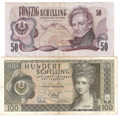 AUSTRIA 50 SCHILLING 1970 F, 100 SCHILLING 1969 F - pret per lot