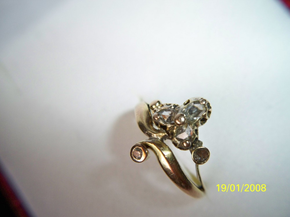 Inel antic de aur 14k cu diamante taietura europeana | Okazii.ro