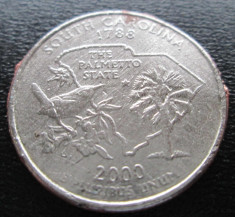 (50) SUA USA QUARTER DOLLAR 2000 SOUTH CAROLINA MONETARIA DENVER LITERA &amp;quot;D&amp;quot; DETERIORATA foto