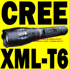 SUPER LANTERNA cu LED CREE XML T6 1900 Lumeni MEGA ZOOM Incarcator CASA + MASINA Acumulator 18650 5 Faze police foto
