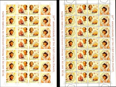SD Romania 2005 LP1691+1691a-50 ani EUROPA-CEPT, dant.si ned., coli 7 serii, MNH foto