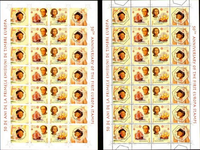 SD Romania 2005 LP1691+1691a-50 ani EUROPA-CEPT, dant.si ned., coli 7 serii, MNH