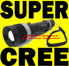 SUPER Lanterna 5000W cu LED CREE Q5 + 3 Faze + Incarcator Retea / Auto + Acumulator 18650 4200mah + Zoom - police foto