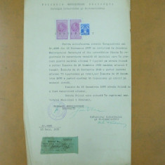 Certificat Primaria Bucuresti Directia Cadastru si Sistematizari 1937 + bilet servicii prestate