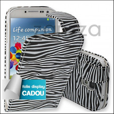 Husa Samsung Galaxy S4 i9500 Folie display CADOU piele ECO imprimeu ZEBRA foto