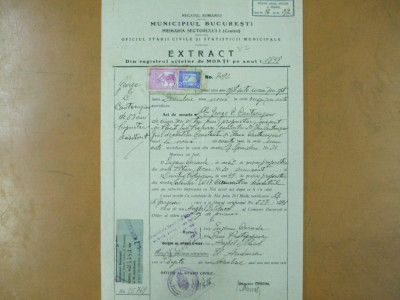 Extract Act de nastere Primaria Sectorului 1 central + biletul oficiului starii civile foto