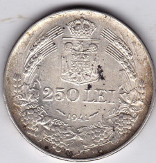2) 250 lei 1941 argint 12 grame,0.835,NSD,LUCIU MONETARIE,XF/a.UNC foto