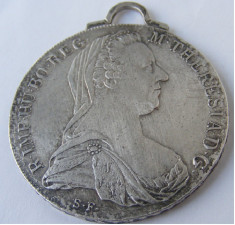Medalion pandantiv vechi din argint Maria Tereza - de colectie foto
