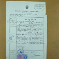 Act de nastere Primaria orasului Piatra Neamt 1920 + bilet taxa eliberare certificat nastere