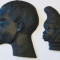 2 sculpturi in lemn abanos profil de barbat Africa lucrate manual