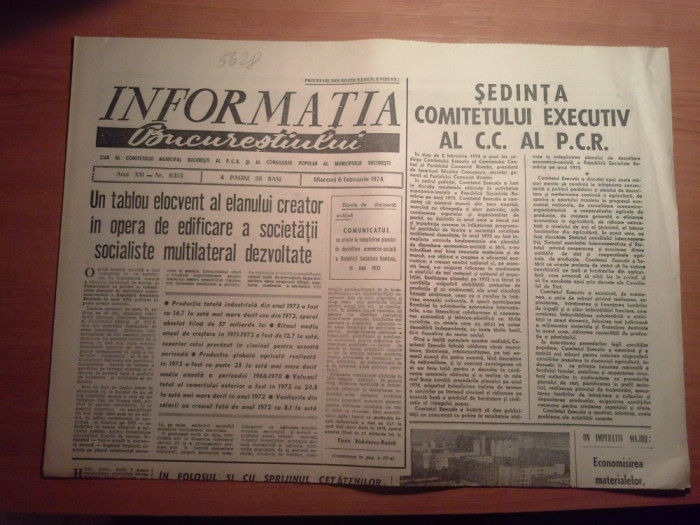ziarul informatia bucurestiului 6 februarie 1974-sedinta comitetului politic PCR