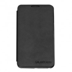 Toc piele ecologica neagra cu deschidere laterala Samsung Galaxy Note I9220 + folie protectie ecran + expediere gratuita