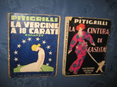 Pitigrilli- Virgina de 18 carate si Centura de castitate, 2 volume pereche vechi in italiana. foto