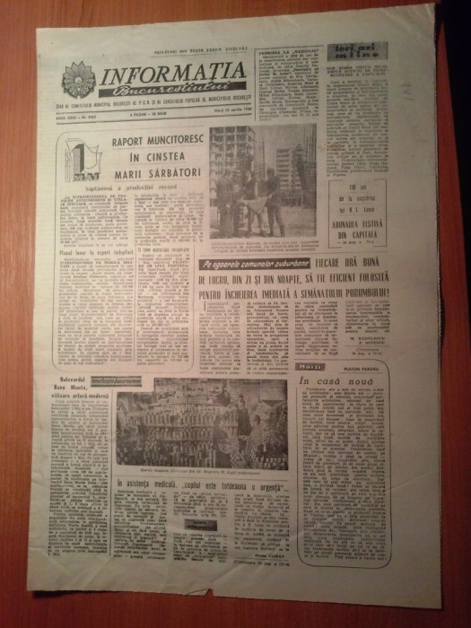 ziarul informatia bucurestiului 22 aprilie 1980