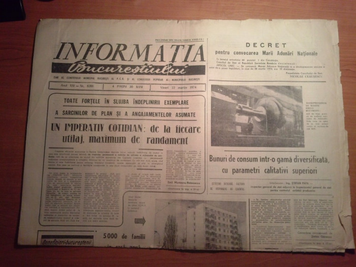 ziarul informatia bucurestiului 22 martie 1974