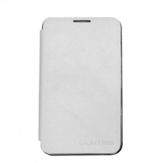 Toc piele ecologica alb cu deschidere laterala Samsung Galaxy Note I9220 + folie protectie ecran + expediere gratuita