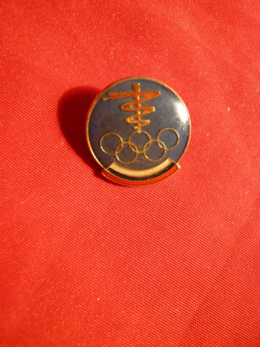 Insigna veche olimpica- Bulgaria ,d= 1,6 cm