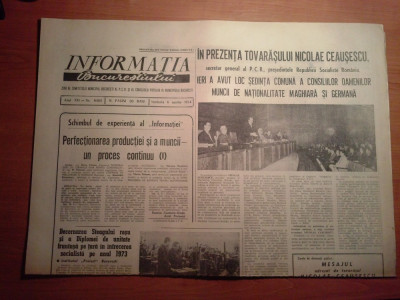 informatia bucurestiului 6 aprilie 1974- sedinta comuna a oamenilor muncii foto