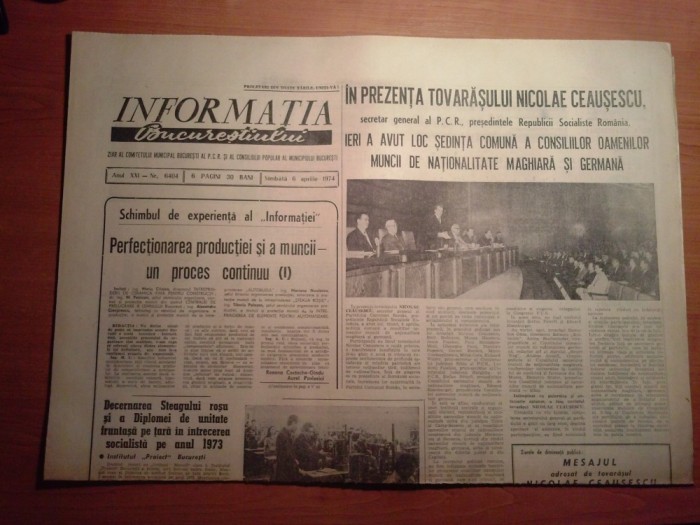 informatia bucurestiului 6 aprilie 1974- sedinta comuna a oamenilor muncii