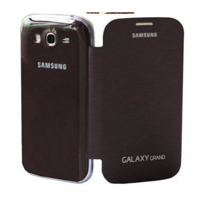 Husa Piele maro flip Samsung Galaxy Grand i9080 + folie protectie foto