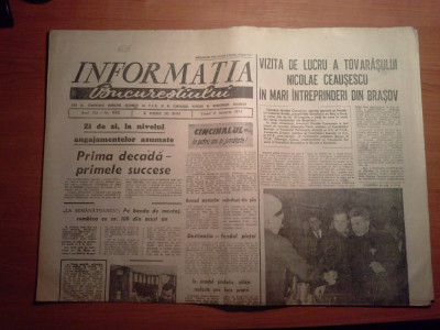 ziarul informatia bucurestiului 11 ianuarie 1974-vizita lui ceausescu brasov foto