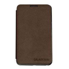 Toc piele ecologica maro cu deschidere laterala Samsung Galaxy Note I9220 + folie protectie ecran + expediere gratuita foto