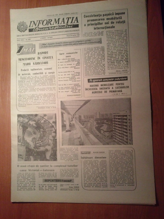 ziarul informatia bucurestiului 29 aprilie 1980-foto cu pasajul bucur-obor