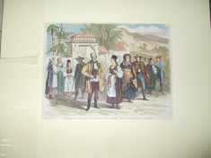 Gravura color costume ale locuitorilor din Transilvania 1877 - 1878 foto