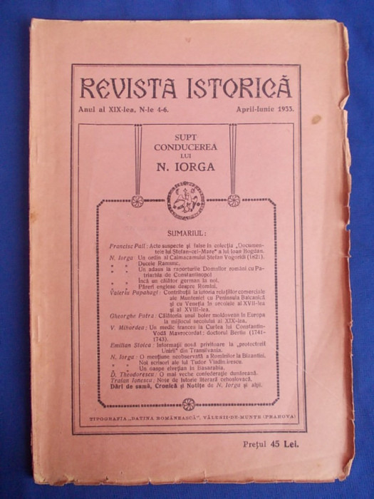 REVISTA ISTORICA - N.IORGA * N-LE 4-6 * APRILIE-IUNIE 1935 [ ISTORIA RELATIILOR COMERCIALE ALE MUNTENIEI CU PENINSULA BALCANICA IN SEC.17-18 ]