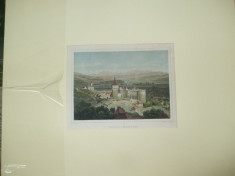 Gravura color Castelul de la Hunedoara L. Rohbock Vajda - Hunyad 1864 foto